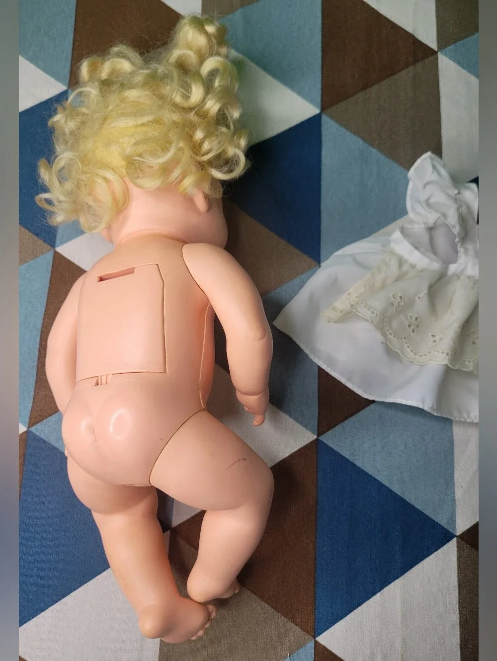 Vintage Baby Alive Curly Blonde Hair Blue Eyes Doll Dress Outfit 1990 Kenner Vtg